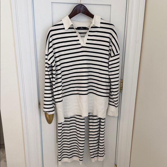 Amazon Pants - Amazon Black and White Striped Jumpsuit
